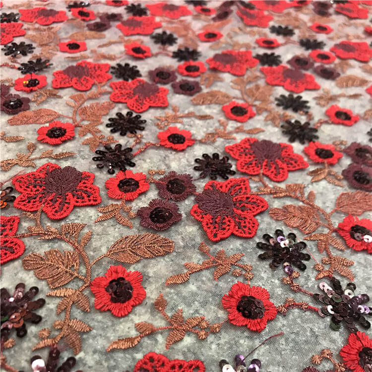 Sequin Evening Polyester Embroidered Fabric for Bridal Wholesale Suppl 4